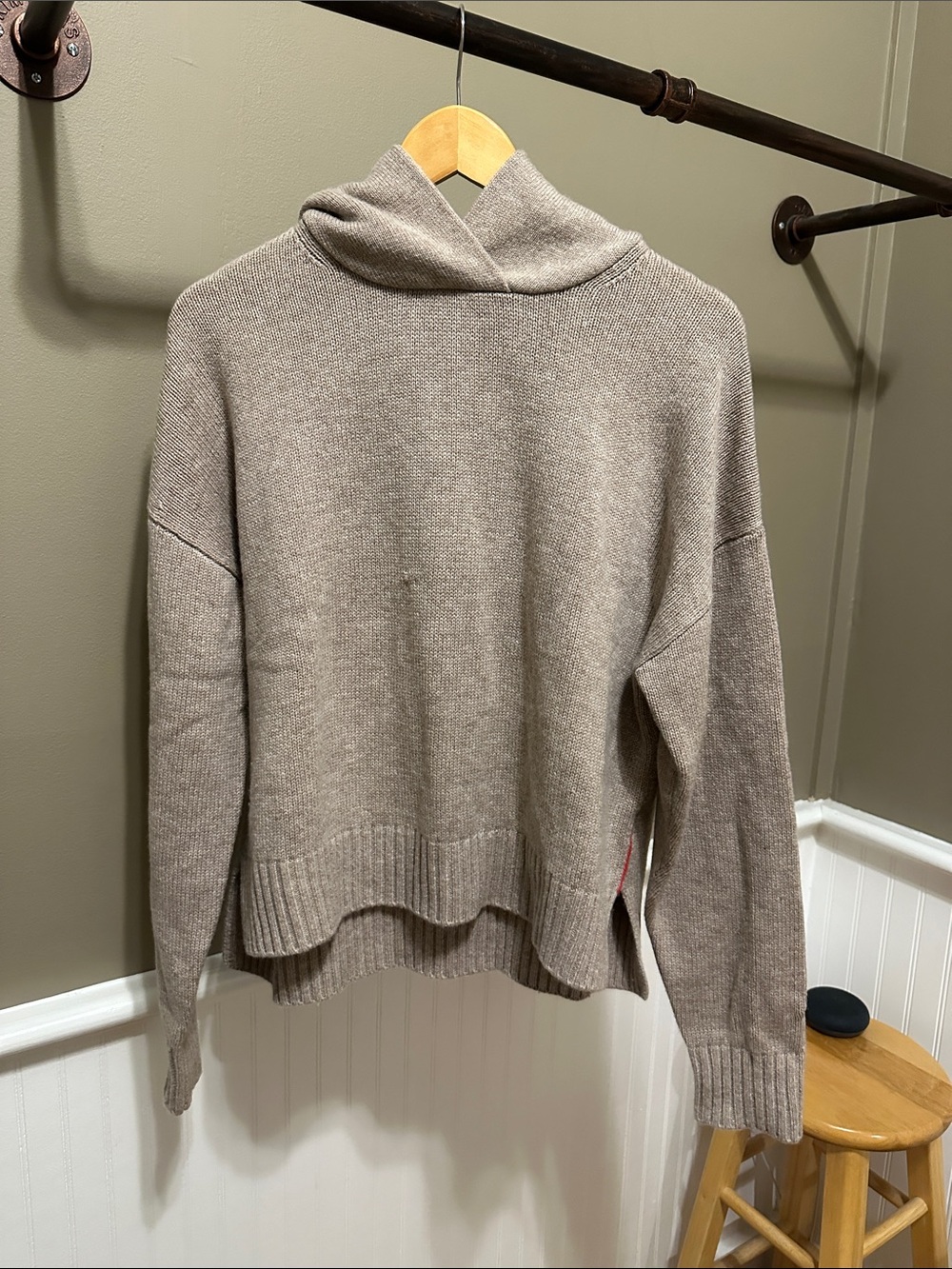 Greyson Taupe Funnel Neck Sweater Hoodie